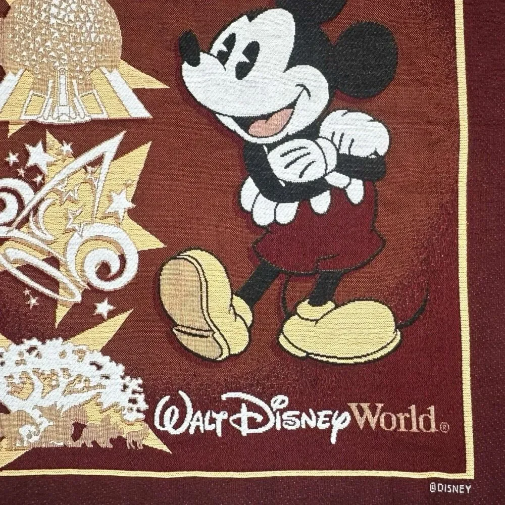 Vintage Walt Disney World Tapestry Throw Blanket - 60” x 50”